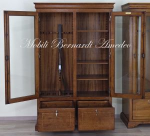 Classic style rifle display cabinet, Italian artisan product